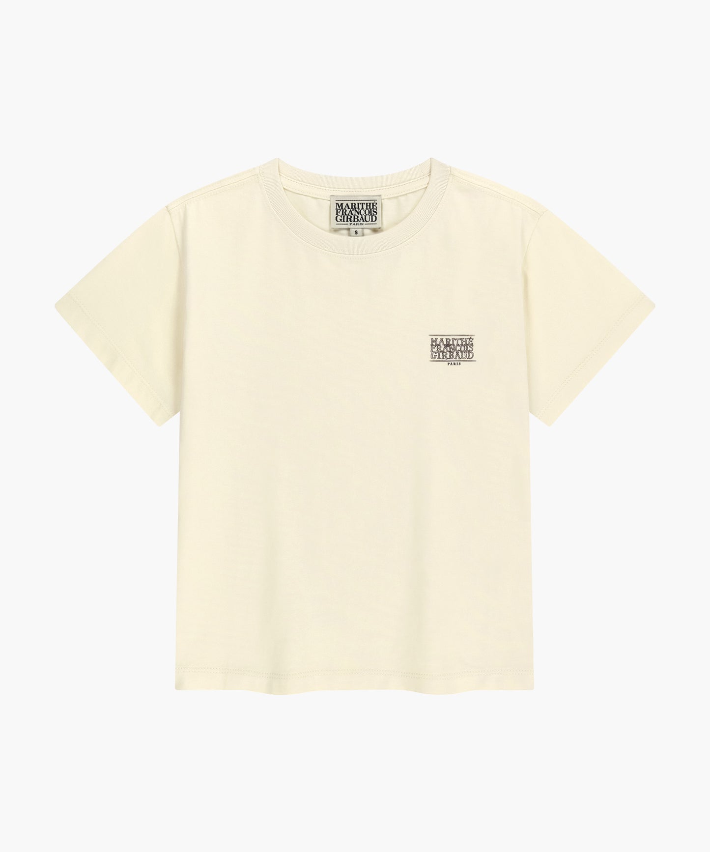 W ANTIQUE CLASSIC LOGO SLIM CROP TEE cream