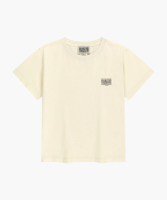 W ANTIQUE CLASSIC LOGO SLIM CROP TEE cream