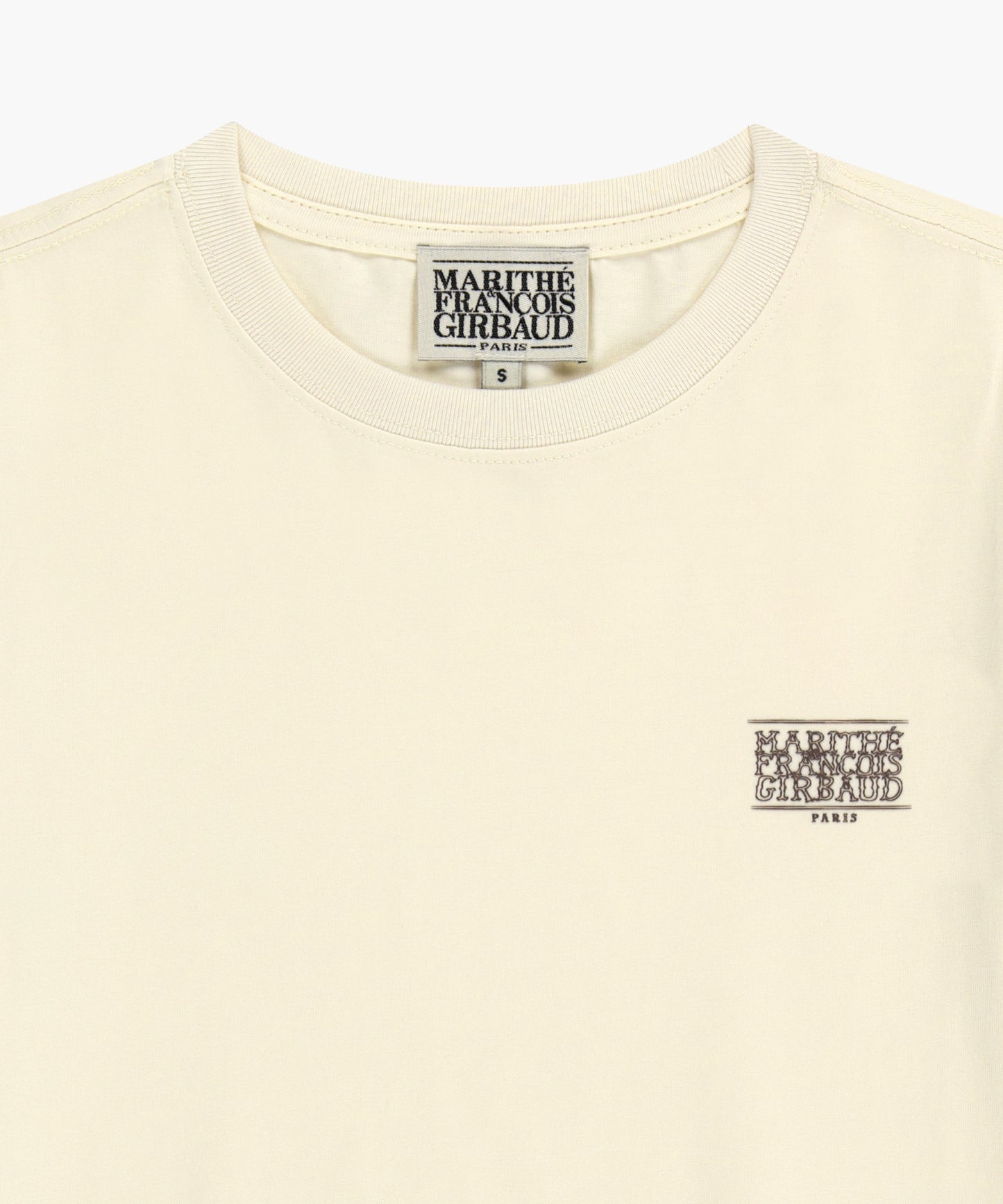 W ANTIQUE CLASSIC LOGO SLIM CROP TEE cream