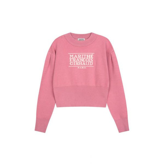 W Classic Logo Crop Knit Dark Pink