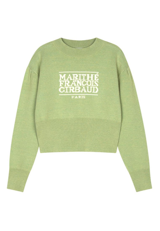 W Classic Logo Crop Knit Green