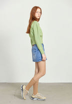 W Classic Logo Crop Knit Green