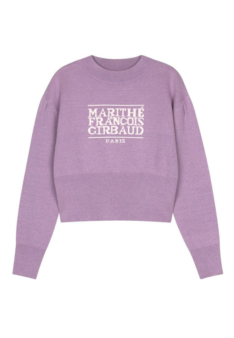 W Classic Logo Crop Knit Light Purple