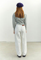 W Classic Logo Crop Knit Melange Gray
