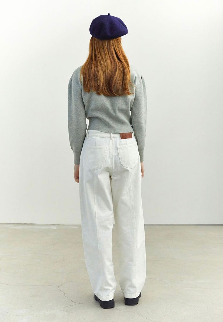 W Classic Logo Crop Knit Melange Gray