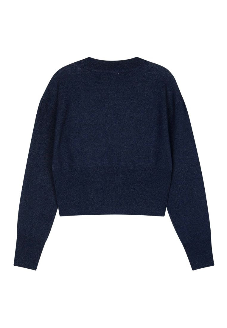 W Classic Logo Crop Knit Navy