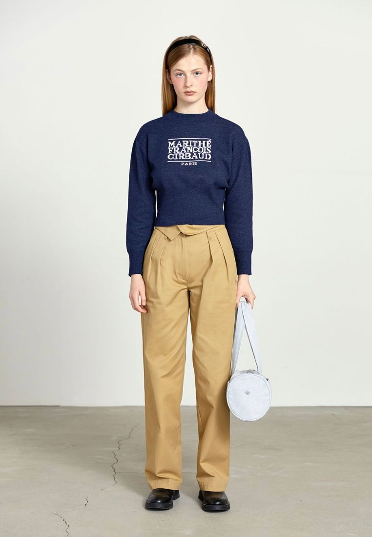 W Classic Logo Crop Knit Navy