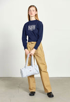 W Classic Logo Crop Knit Navy
