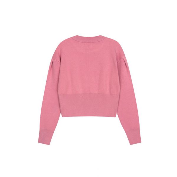 W Classic Logo Crop Knit Dark Pink