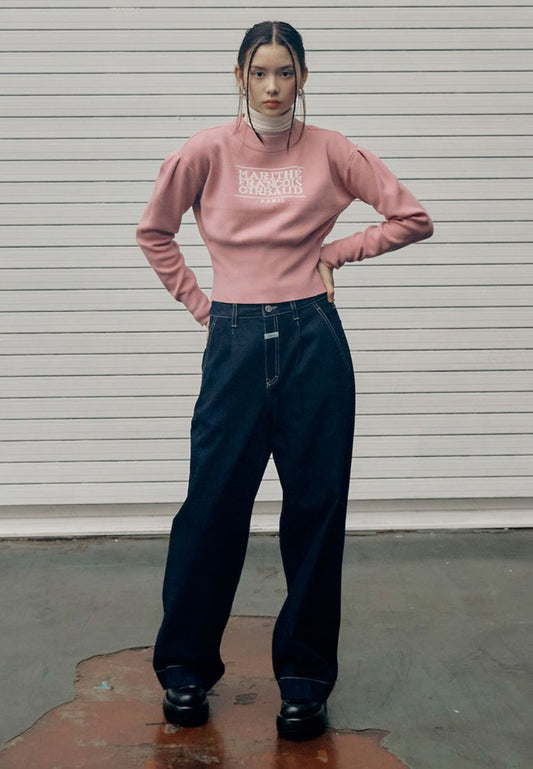 W Classic Logo Crop Knit Pink