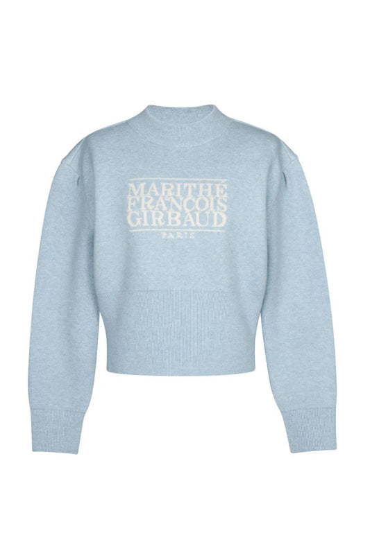 W Classic Logo Crop Knit Sky Blue