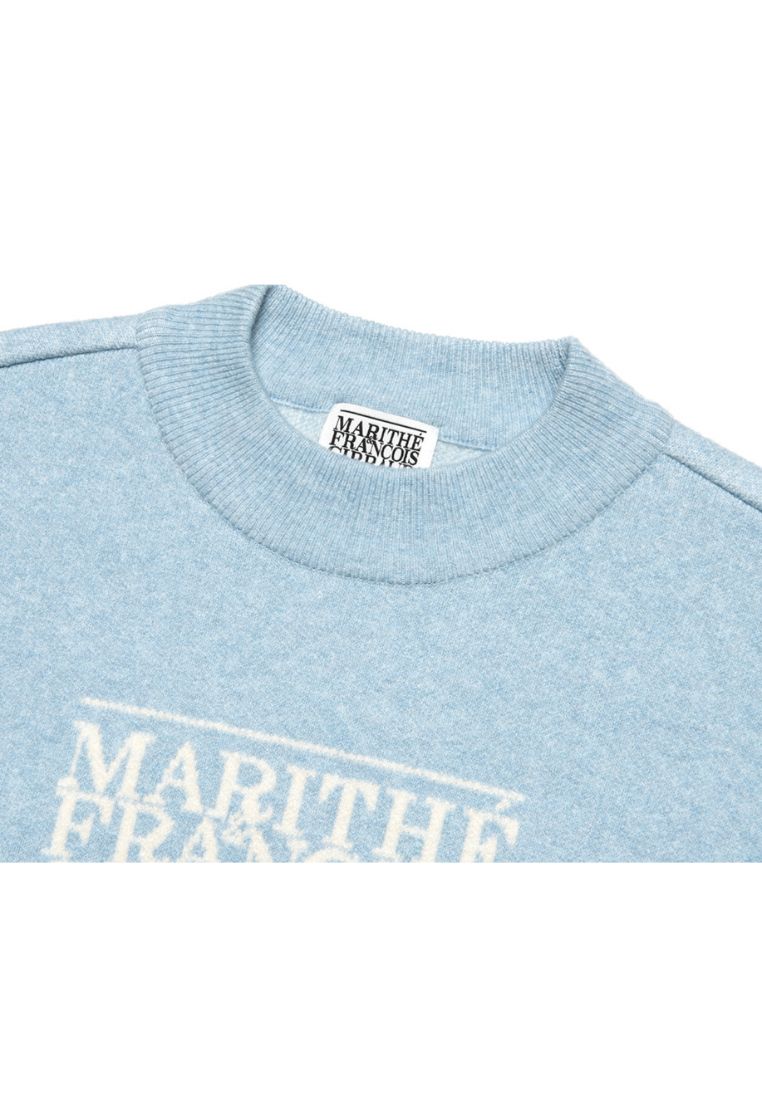 W Classic Logo Crop Knit Sky Blue