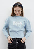 W Classic Logo Crop Knit Sky Blue