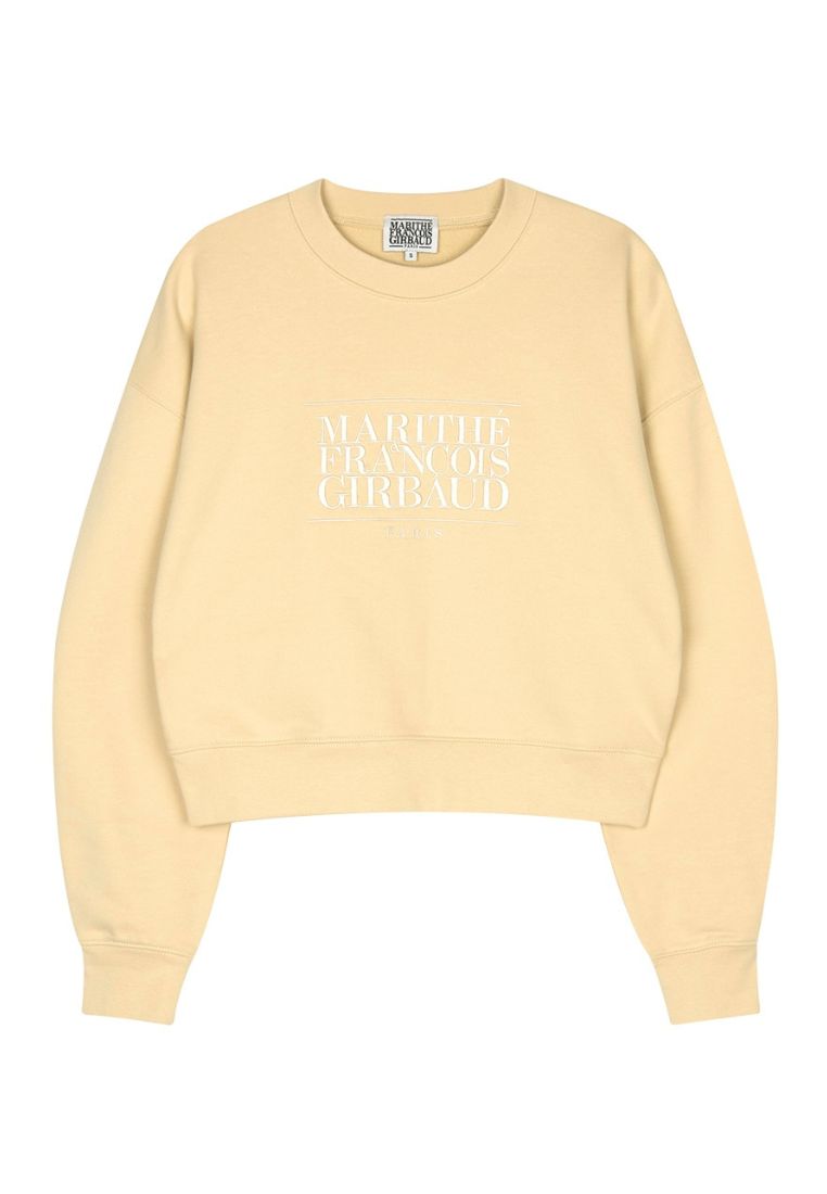 W Classic Logo Crop Sweatshirt Light Yellow