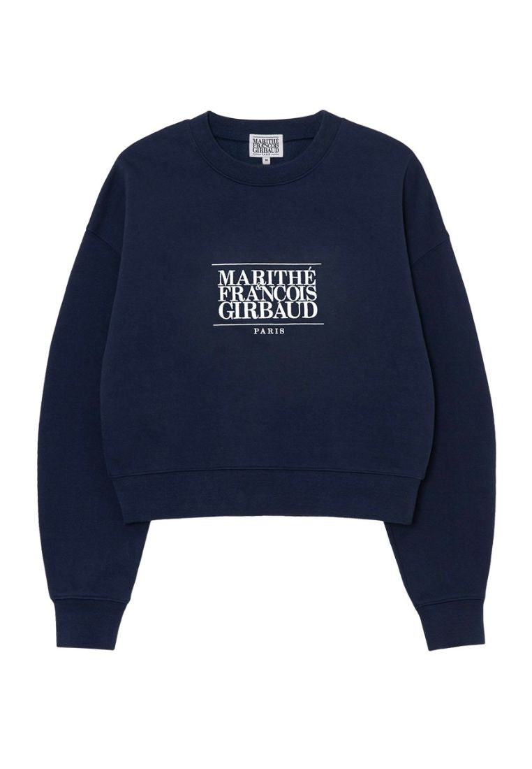 W Classic Logo Crop Sweatshirt Navy
