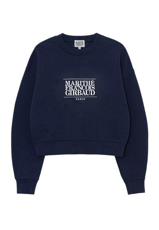 W Classic Logo Crop Sweatshirt Navy