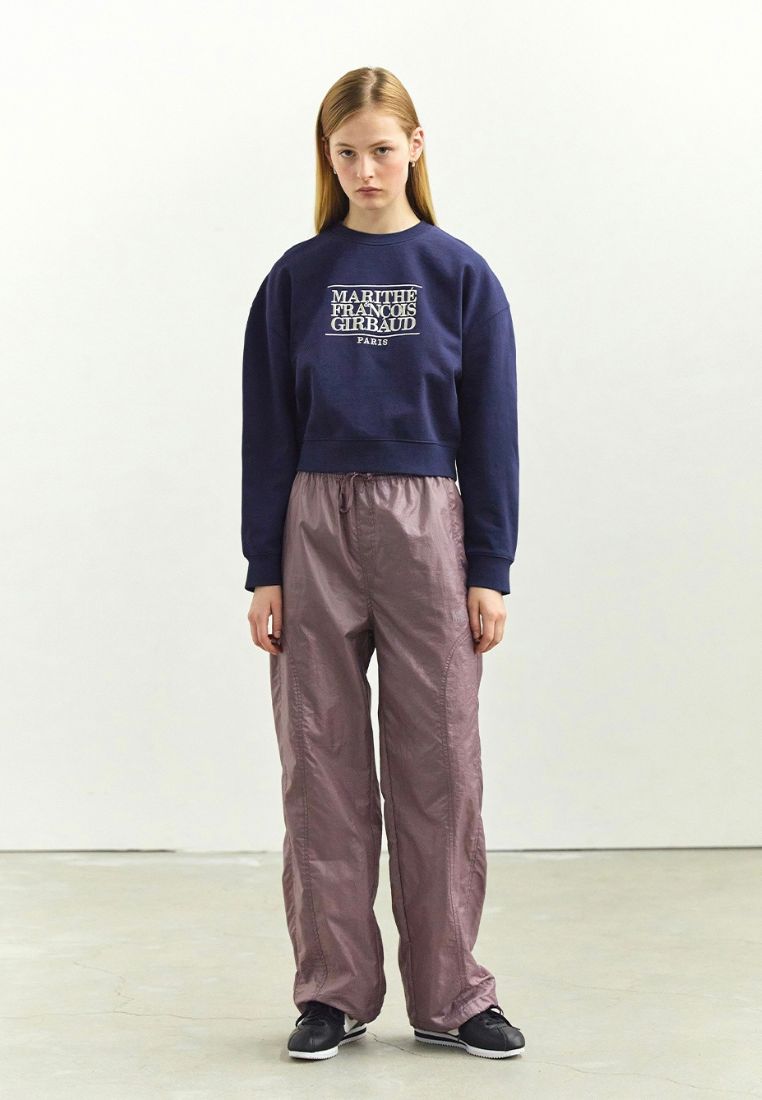 W Classic Logo Crop Sweatshirt Navy