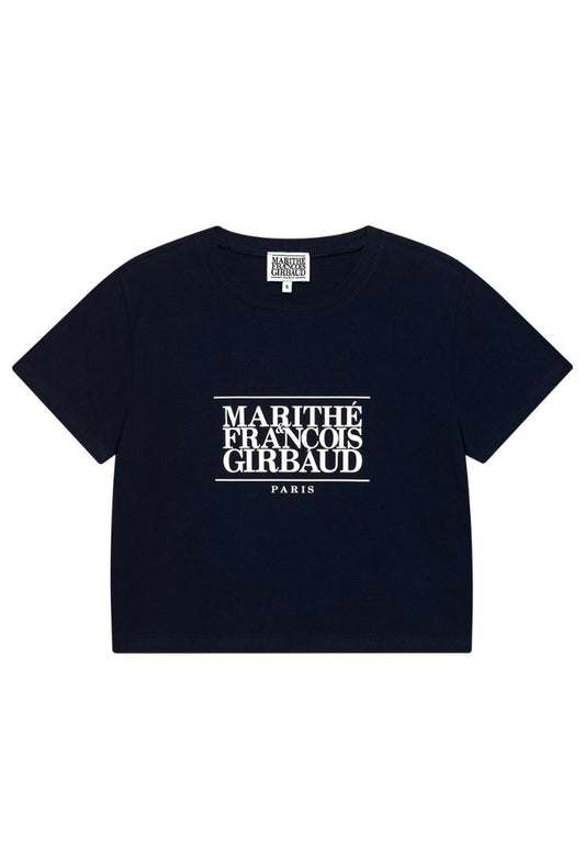 W Classic Logo Crop Tee Navy