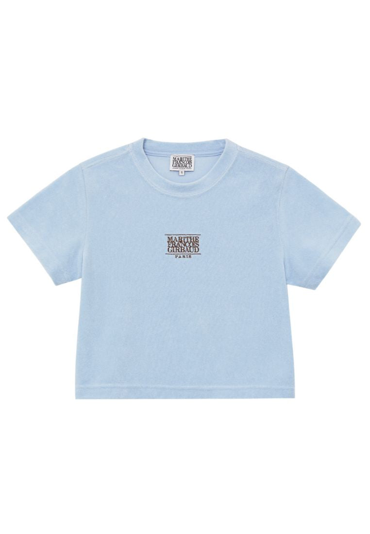 W CLASSIC LOGO Terry Crop Tee Sky Blue
