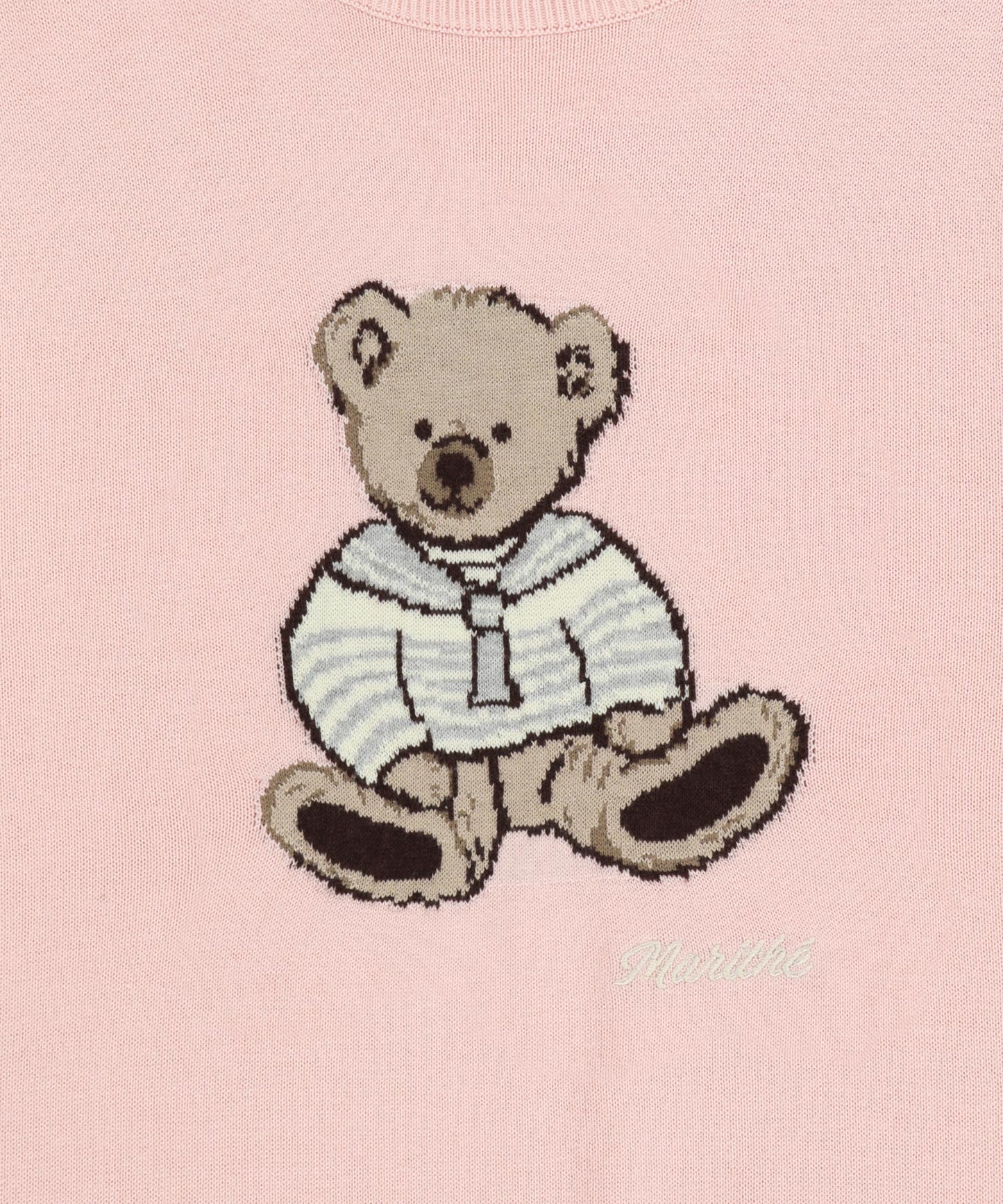 W DOODLE BEAR HALF KNIT PULLOVER light pink