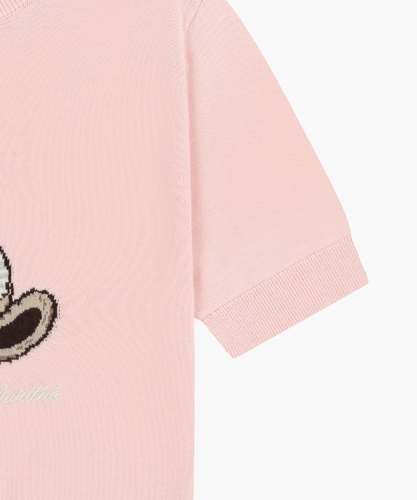 W DOODLE BEAR HALF KNIT PULLOVER light pink