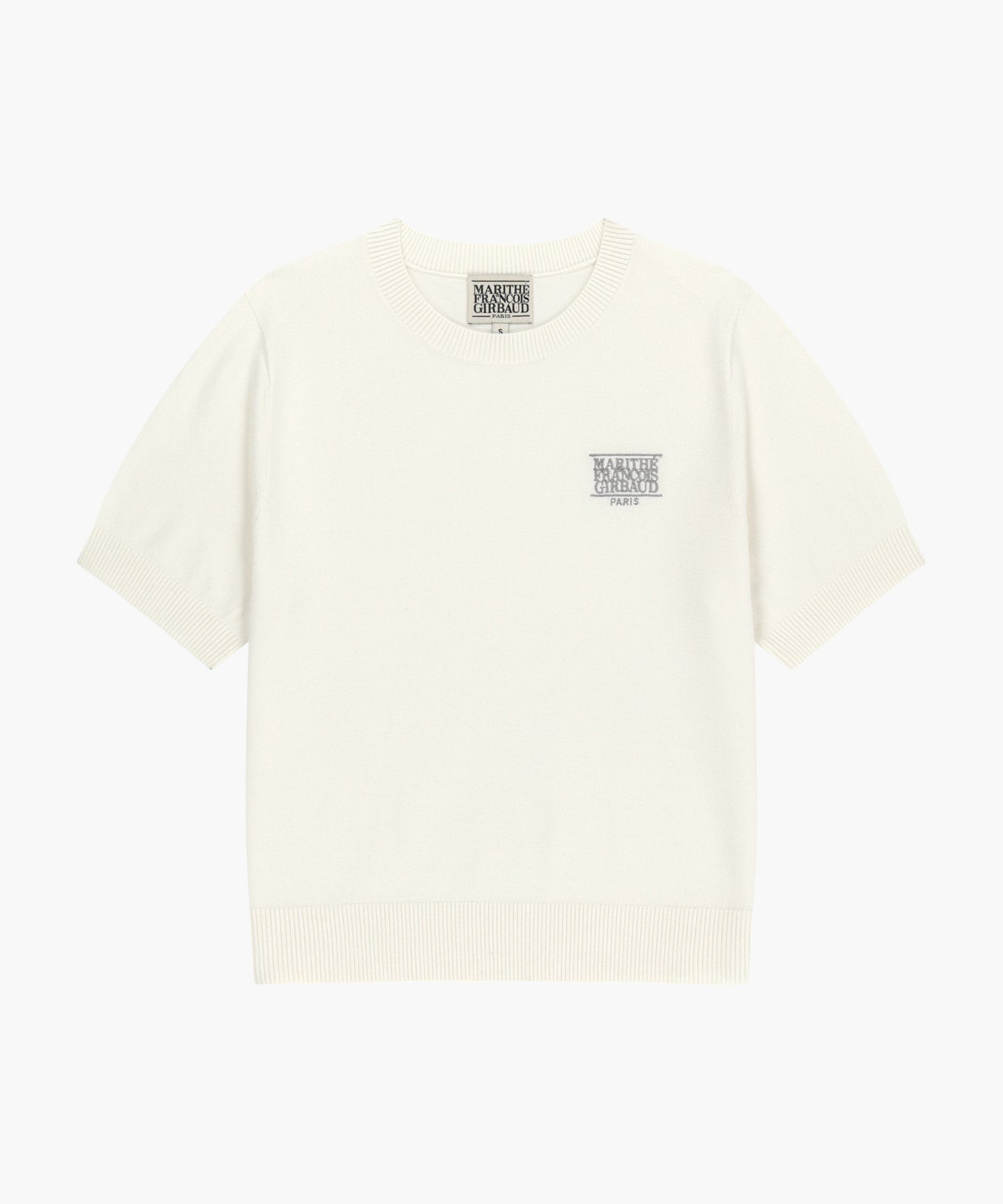 W SMALL CLASSIC LOGO HALF KNIT PULLOVER ivory