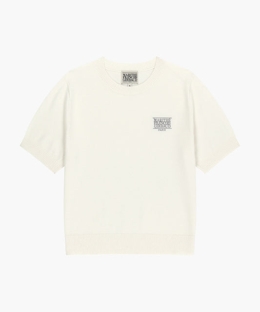 W SMALL CLASSIC LOGO HALF KNIT PULLOVER ivory