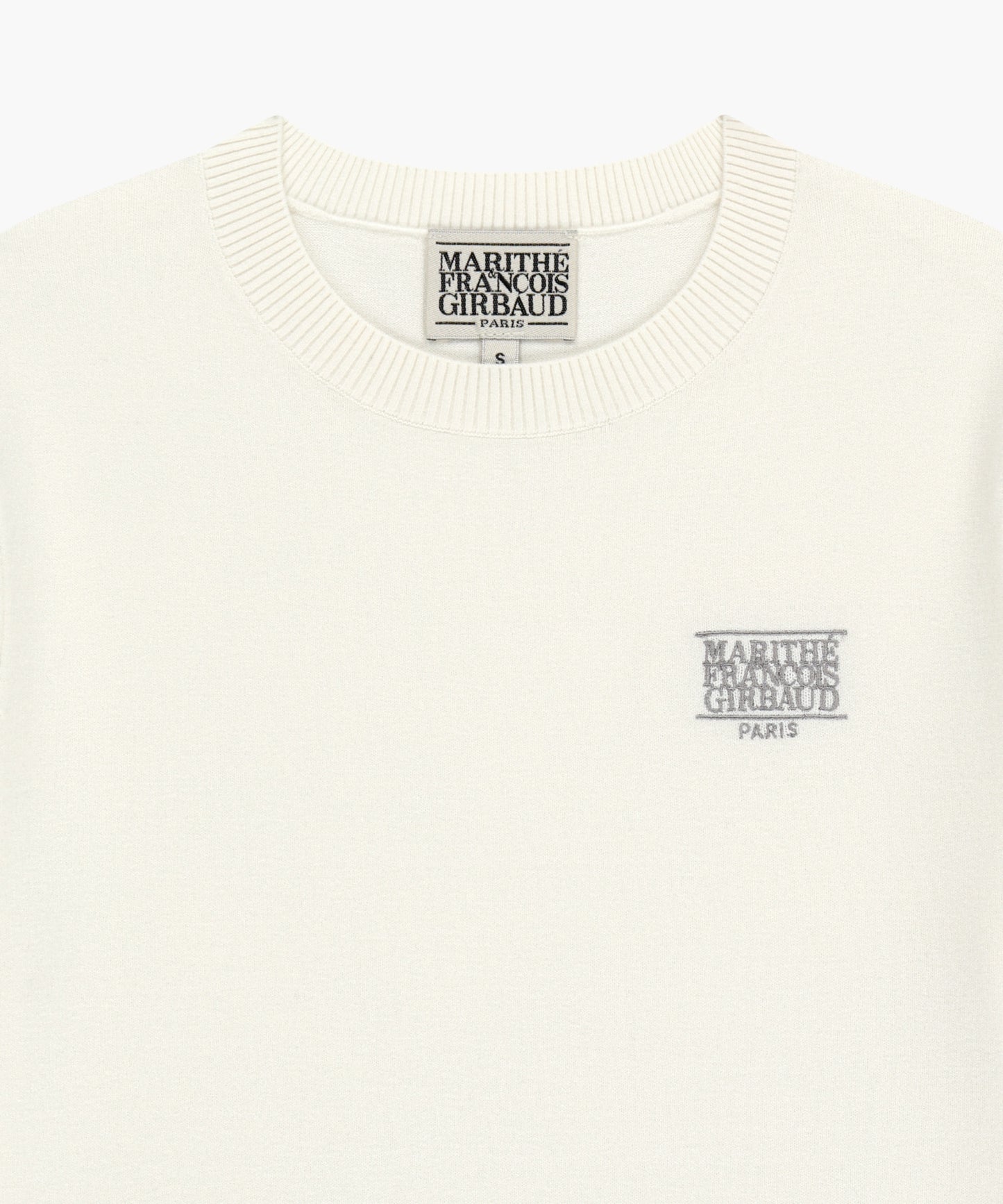 W SMALL CLASSIC LOGO HALF KNIT PULLOVER ivory