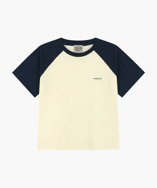W SMALL REGULAR LOGO RAGLAN CROP TEE navy