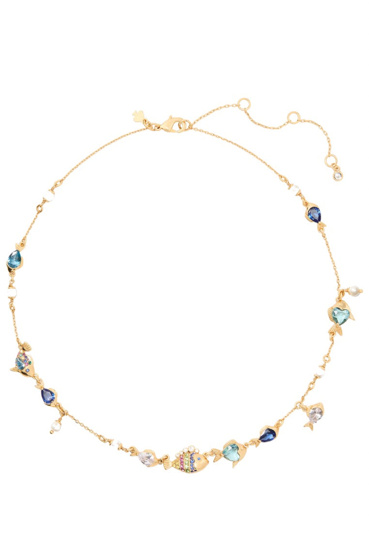 What A Catch Scatter Fish Necklace Blue Multi