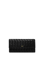 Woven Texture Flap Wallet - Black