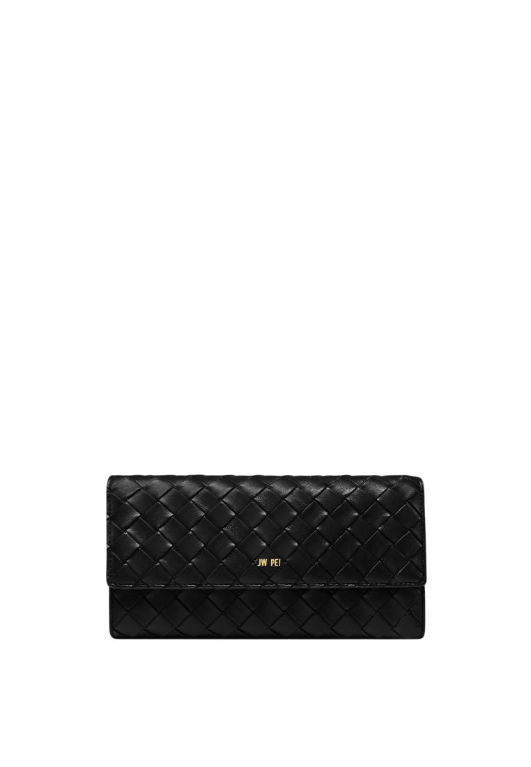 Woven Texture Flap Wallet - Black