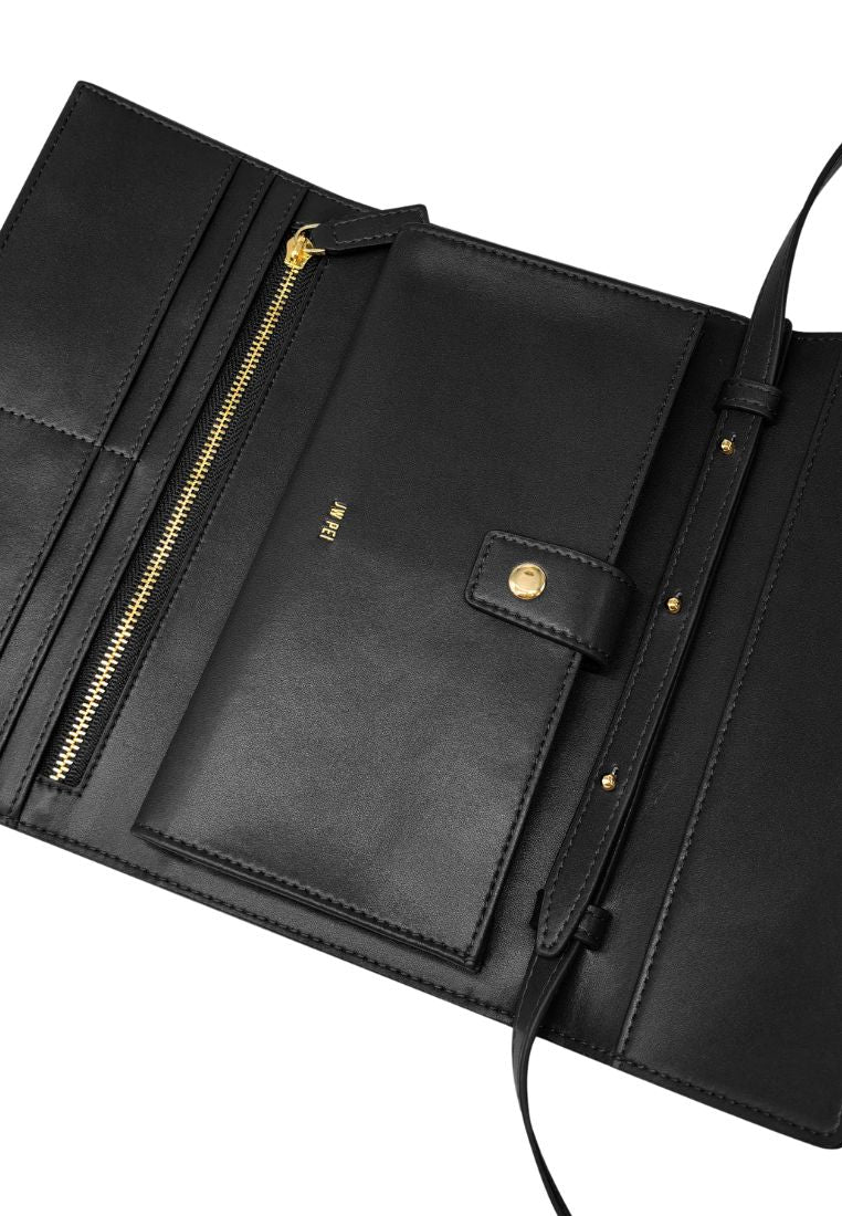 Woven Texture Flap Wallet - Black