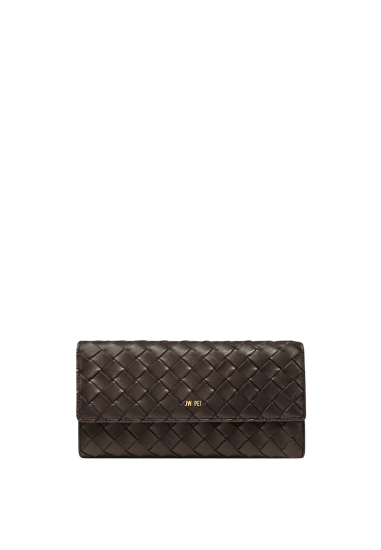 Woven Texture Flap Wallet - Chocolate