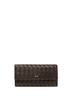 Woven Texture Flap Wallet - Chocolate
