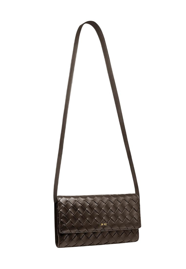 Woven Texture Flap Wallet - Chocolate