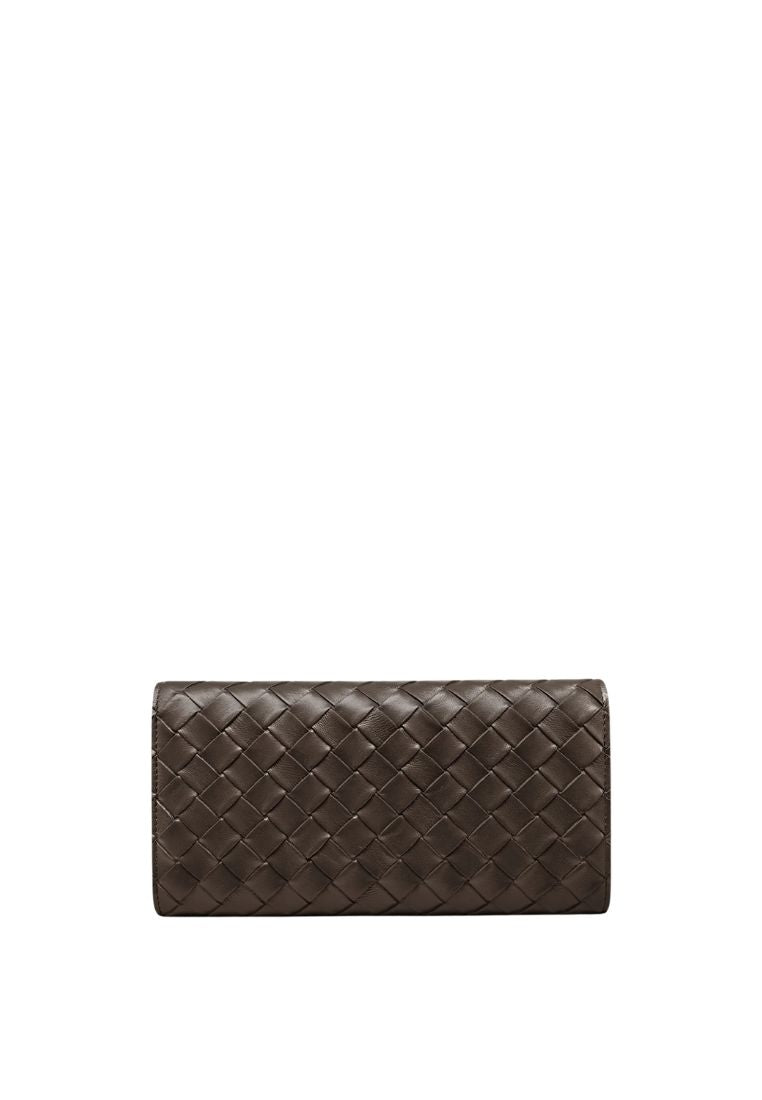 Woven Texture Flap Wallet - Chocolate