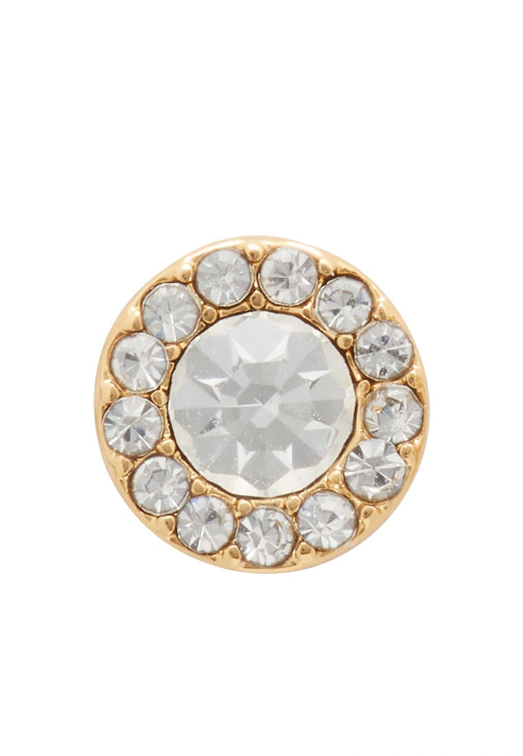 You're A Gem Pave Halo Studs Clear Gold