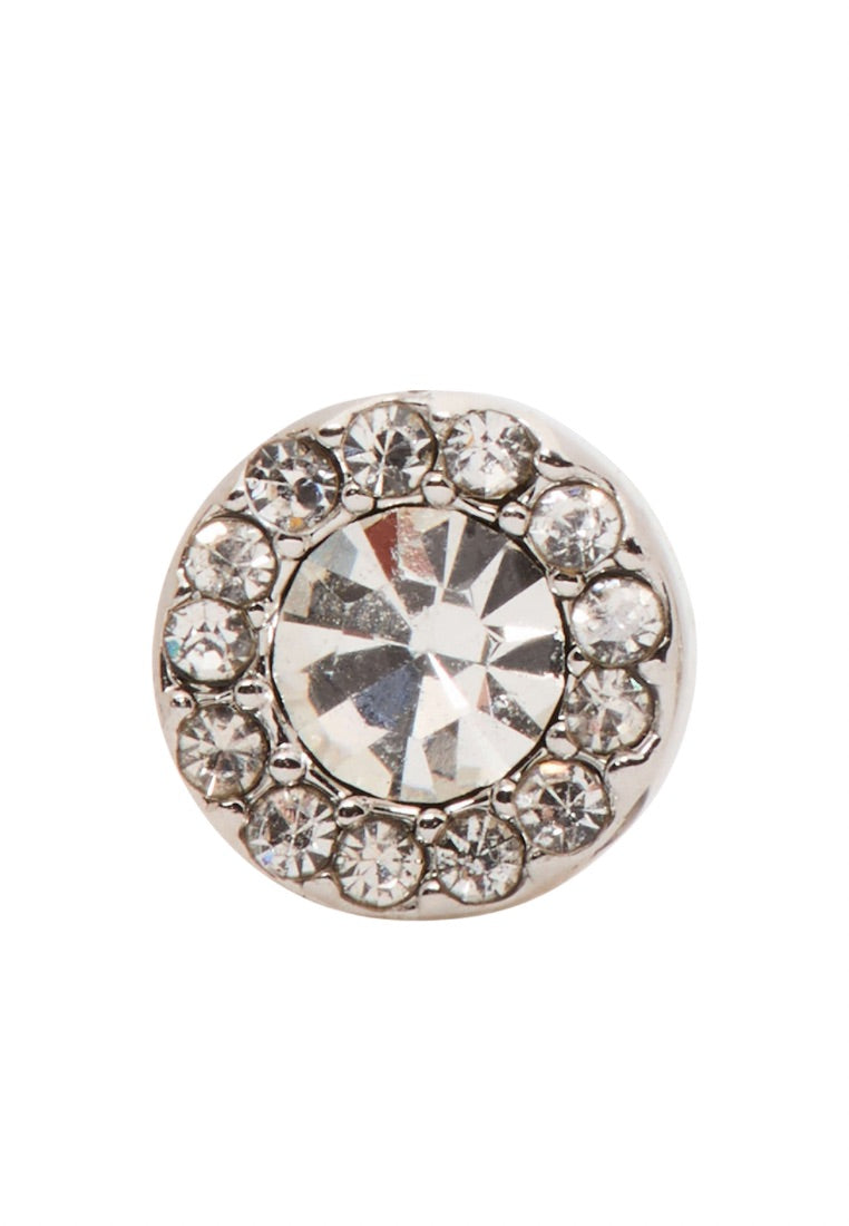 You're A Gem Pave Halo Studs Clear Silver