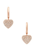 Yours Truly Pave Heart Drop Earrings Clear Rose Gold