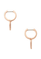 Yours Truly Pave Heart Drop Earrings Clear Rose Gold