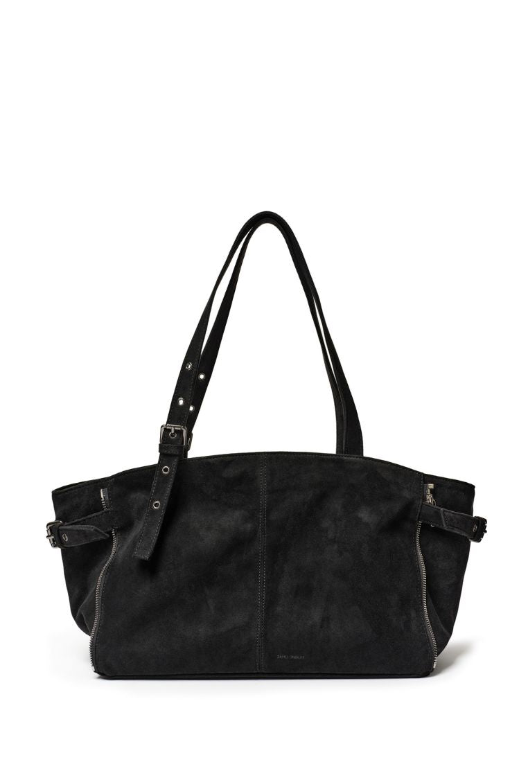 [DEFECT SALE 266] Zipper Shopper Suede Black M