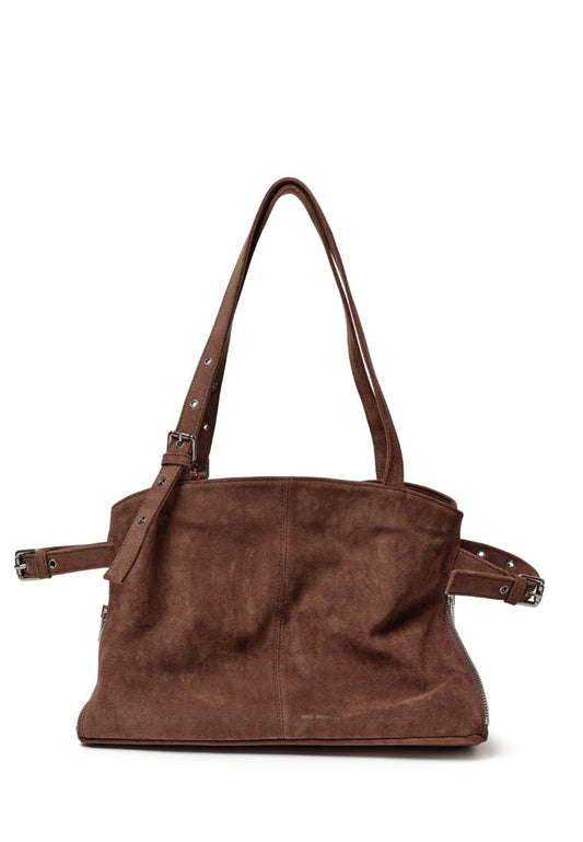 Zipper Shopper M Suede Brown