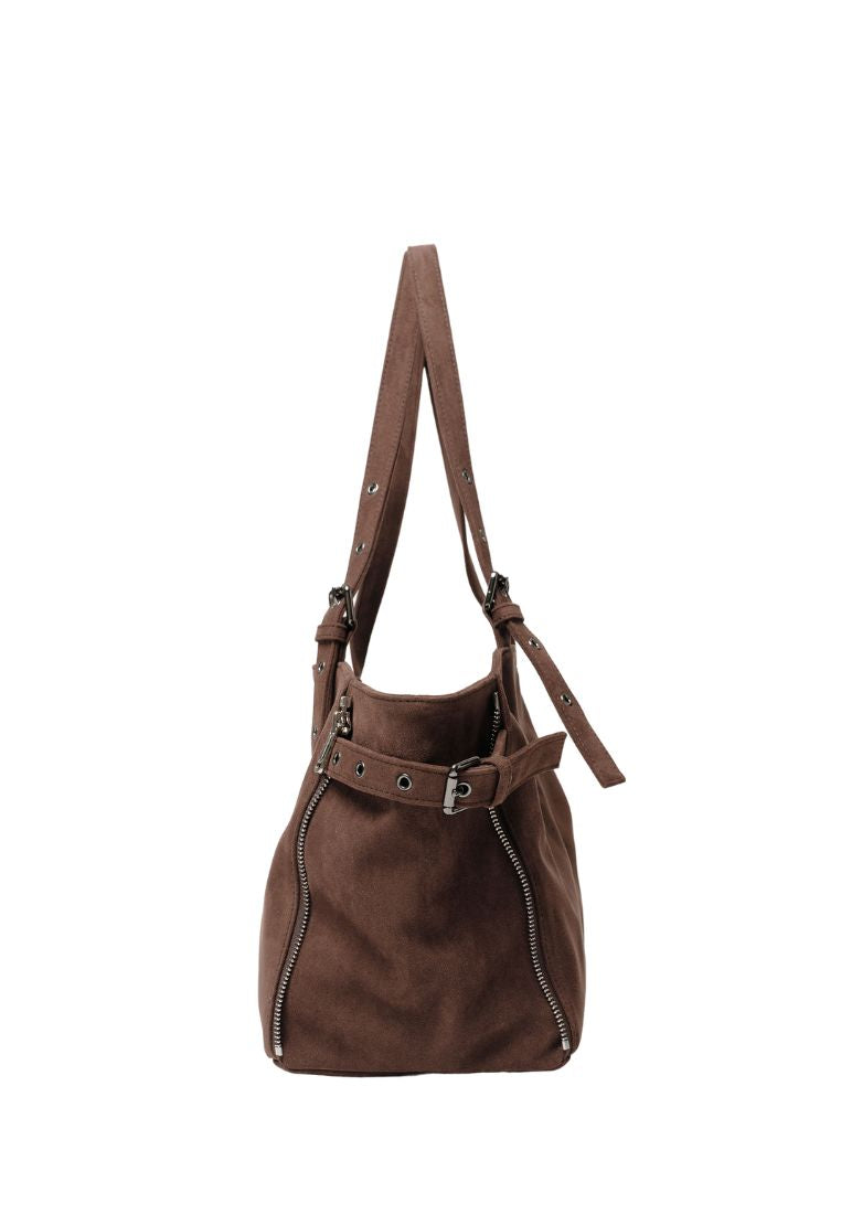 Zipper Shopper M Suede Brown