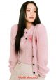 Mohair Cardigan V Neck Pink Hotpink