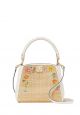 Phoebe Embroidered Straw Top Handle Satchel Meringue Multi