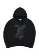 Black Fuzzy Rabbit Hoodie Black