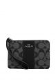 Corner Zip Wristlet In Signature Canvas Graphite Black