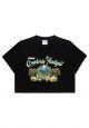 Greenery Artwork Crop Top Short Sleeve T-Shirt Black