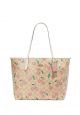 City Tote In Signature Canvas With Heart Cherry Print Light Khaki Multi